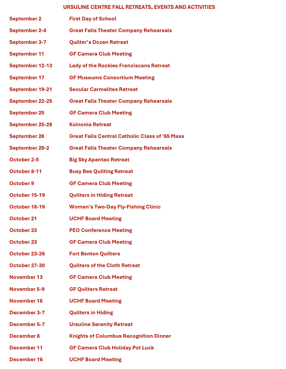 ursuline centre events 2025